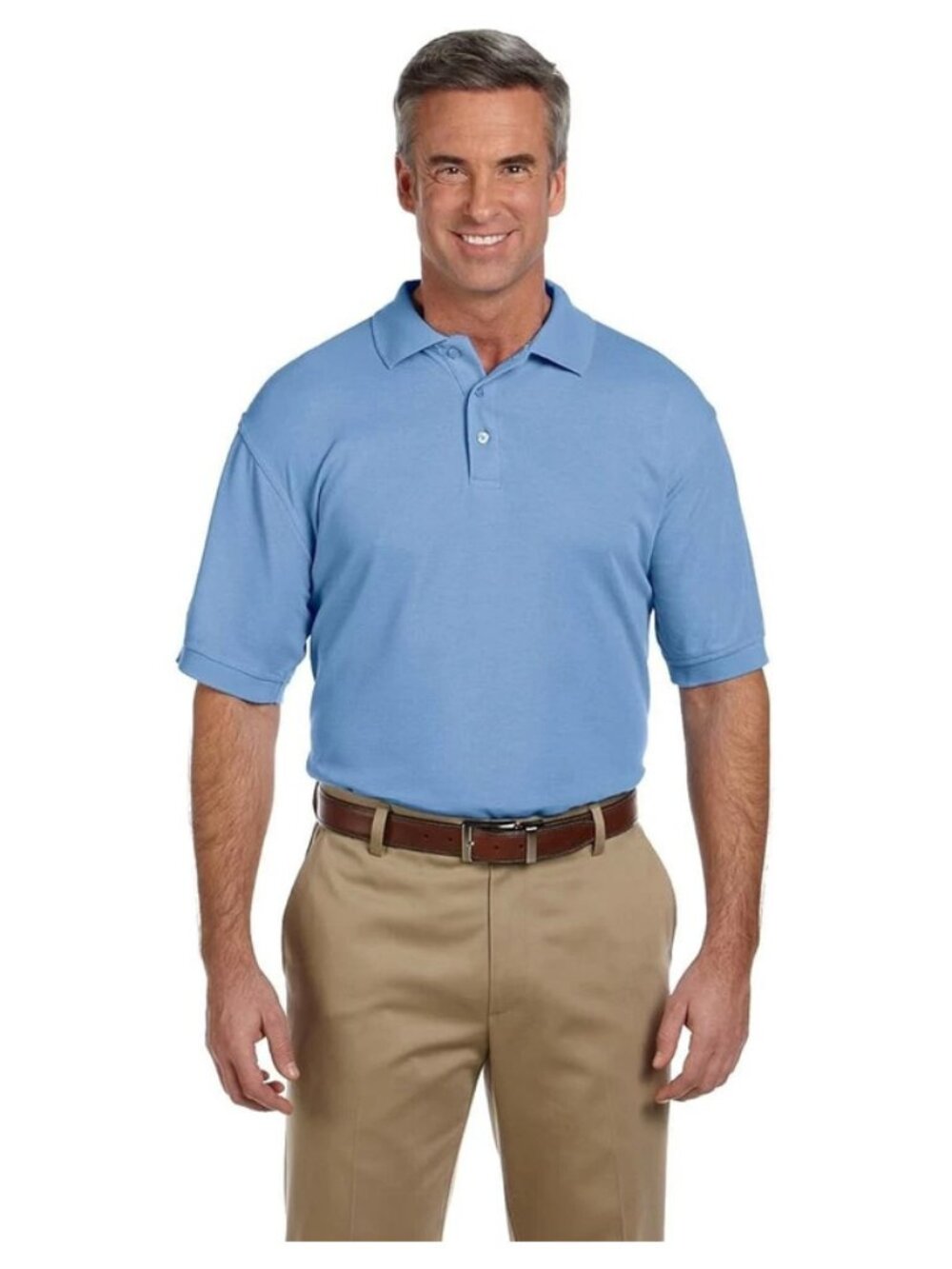 Harriton Men's Blend-Tek Light Blue Polo